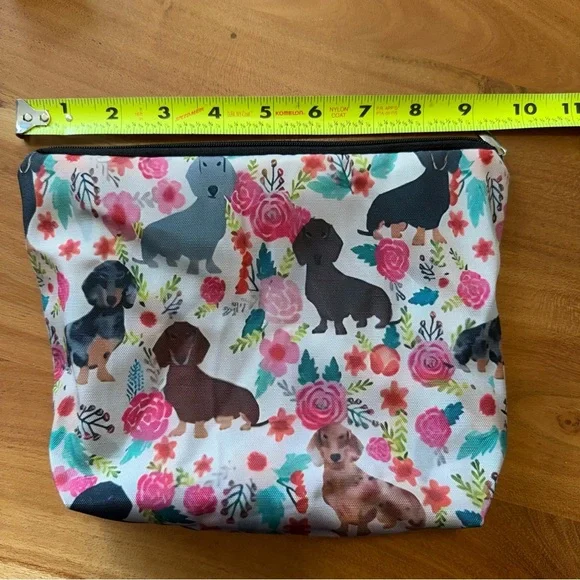 Makeup bag Floral Dachshund Print Pouch - Picture 3 of 4